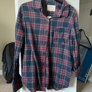 Black, blue, red and green plaid button up long sleeve